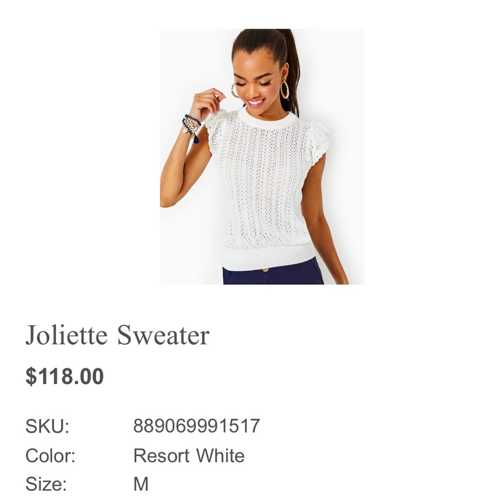 Lilly Pulitzer Size Medium Joliette Knit White Sweater